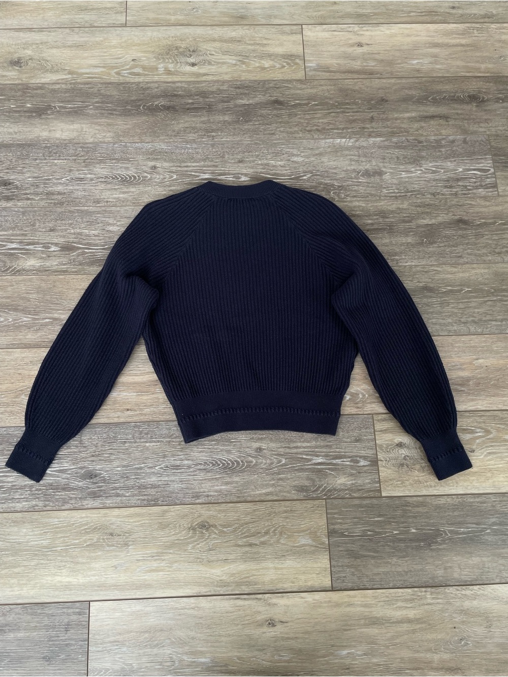 Ann Taylor Navy Button-Shoulder Ribbed Sweater - Picture 2 of 3